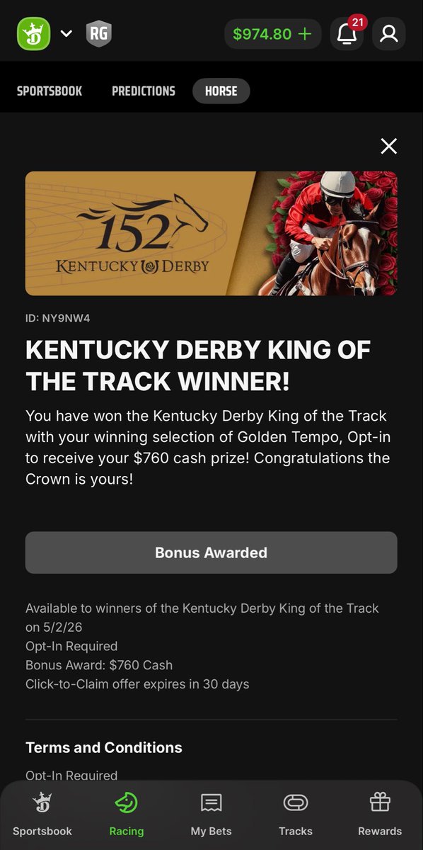 J_CHAPS12's tweet photo. @DKSportsbook @dkhorse https://t.co/H6C4kGPvpH