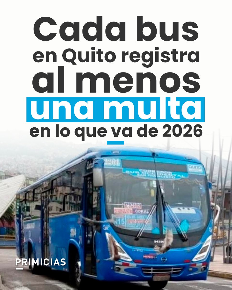 Más de 3.100 citaciones a buses en apenas cuatro meses de 2026 se aplicaron en Quito. Según la AMT, el número de sanciones iguala prácticamente la cantidad de unidades en operación. prim.ec/bip350YVjcV