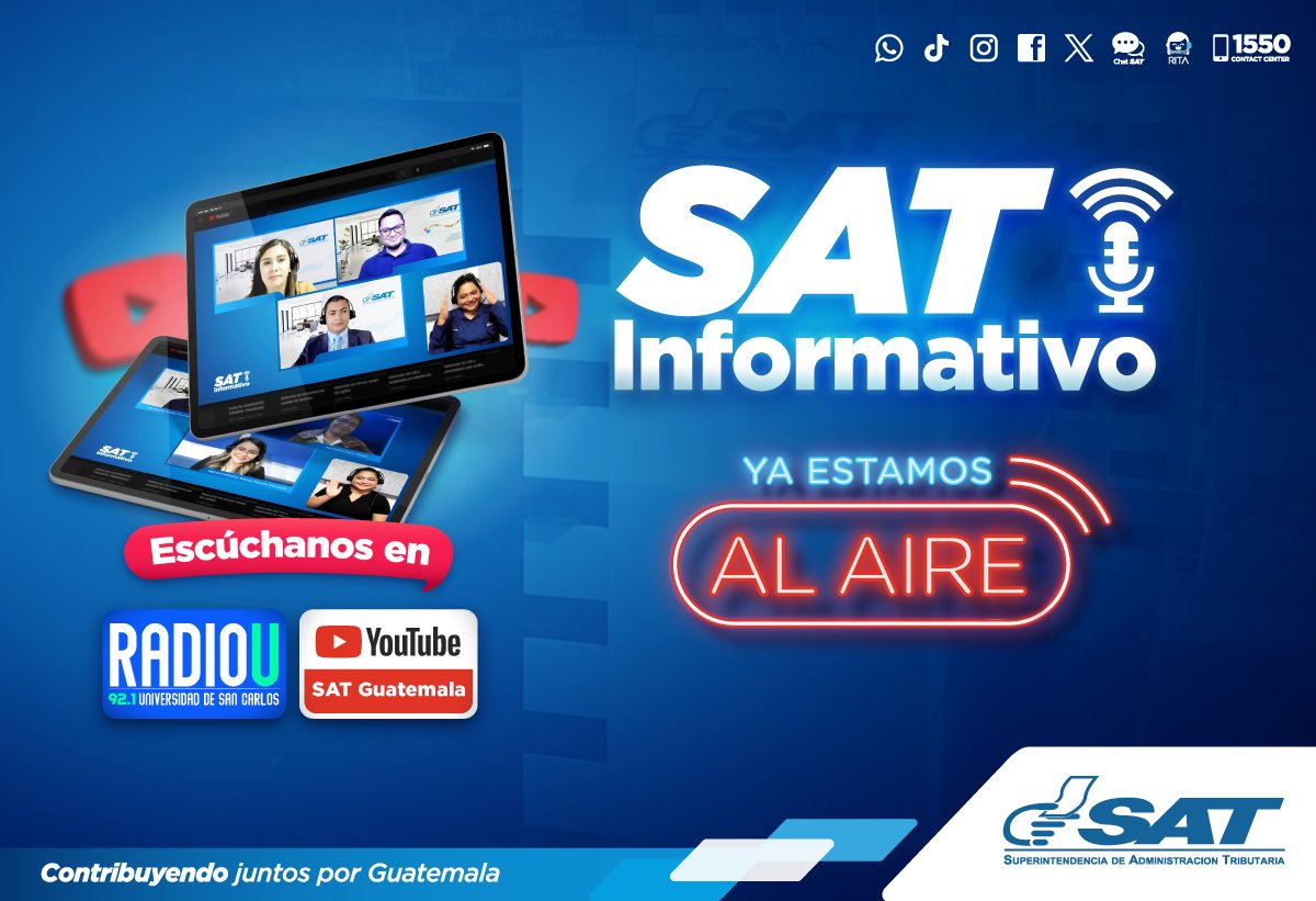 🔴🎙️ ¡Al aire!

En nuestro programa SAT Informativo compartimos información de los nuevos regímenes para la Integración del Sector Productivo Primario y Agropecuario.

➡ Escúchanos ahora en: youtu.be/PgbHp3VKGo4 o a través de 📻 Radio <a href="/Universidad921/">Universidad 92.1FM</a>