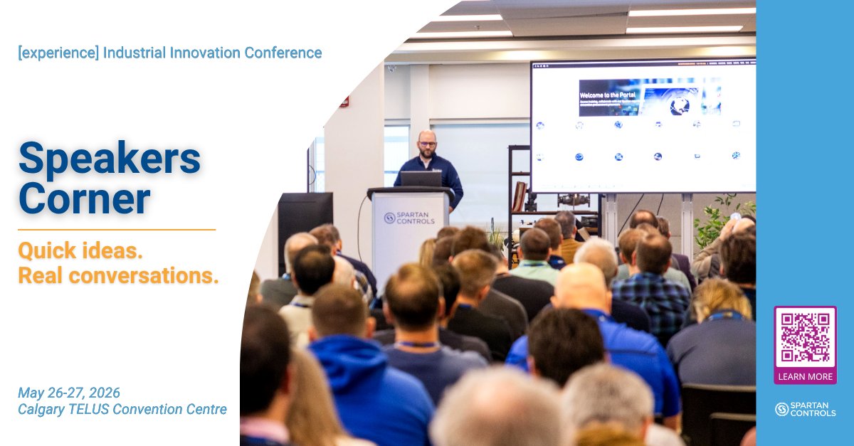 SpartanControls's tweet photo. Did you know there’s a Speakers Corner at the Experience Industrial Innovation Conference? These 15‑minute talks offer focused insights into real challenges, emerging ideas, &amp; practical solutions. Join us May 26–27 at the Calgary TELUS Convention Centre. https://t.co/YxU9np3Nl3 https://t.co/BO61Od4zeA