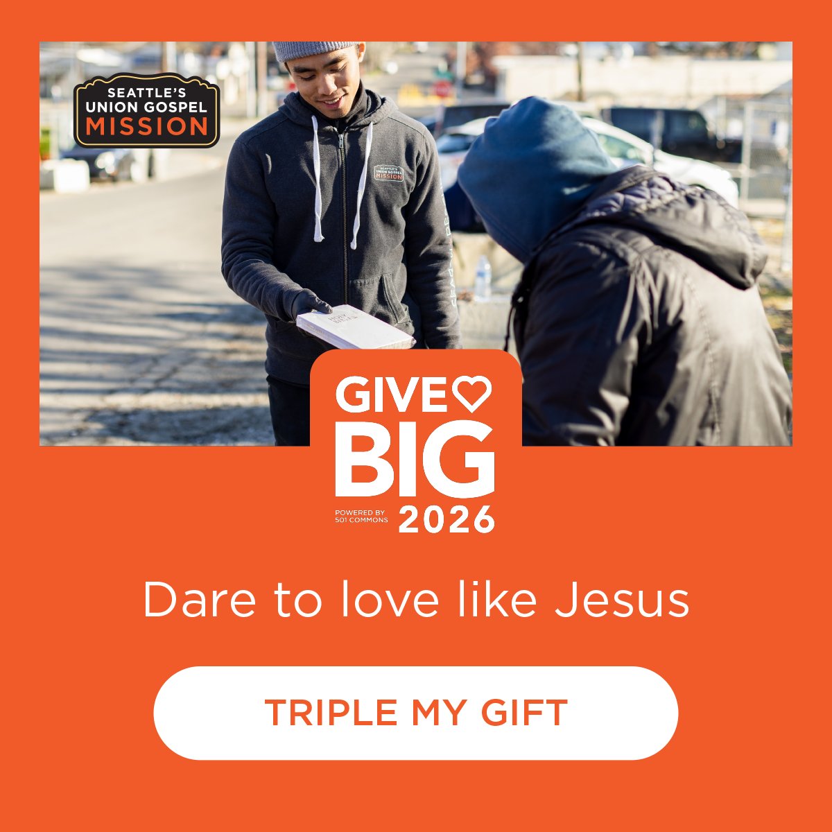 SeattlesUGM's tweet photo. Today is GiveBIG!

Right now, your gift will be TRIPLED up to $50,000  — but only until midnight.

Your support of Search + Rescue can help women and men lost in addiction and homelessness recover their lives with hope and joy that only God can provide.

https://t.co/q7z7YbZQS8 https://t.co/yp4dDEP2JR