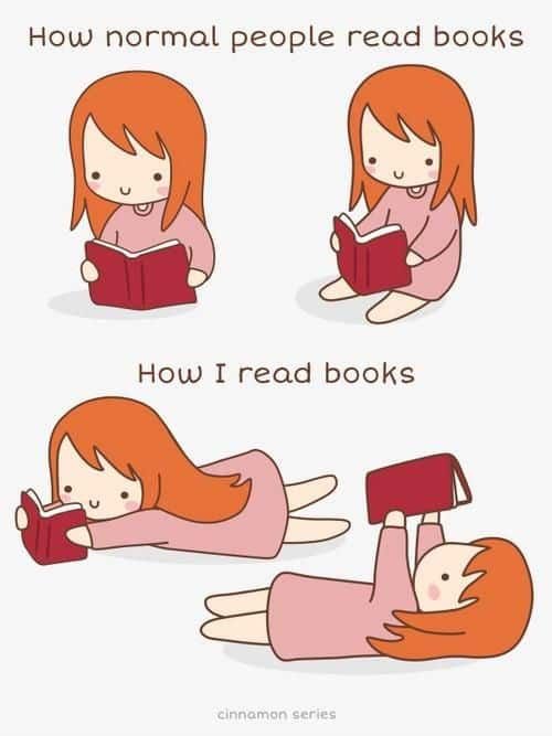 DevonsBookPicks's tweet image. The many sitting positions there are to reading! xD #booktwt #readerforlife