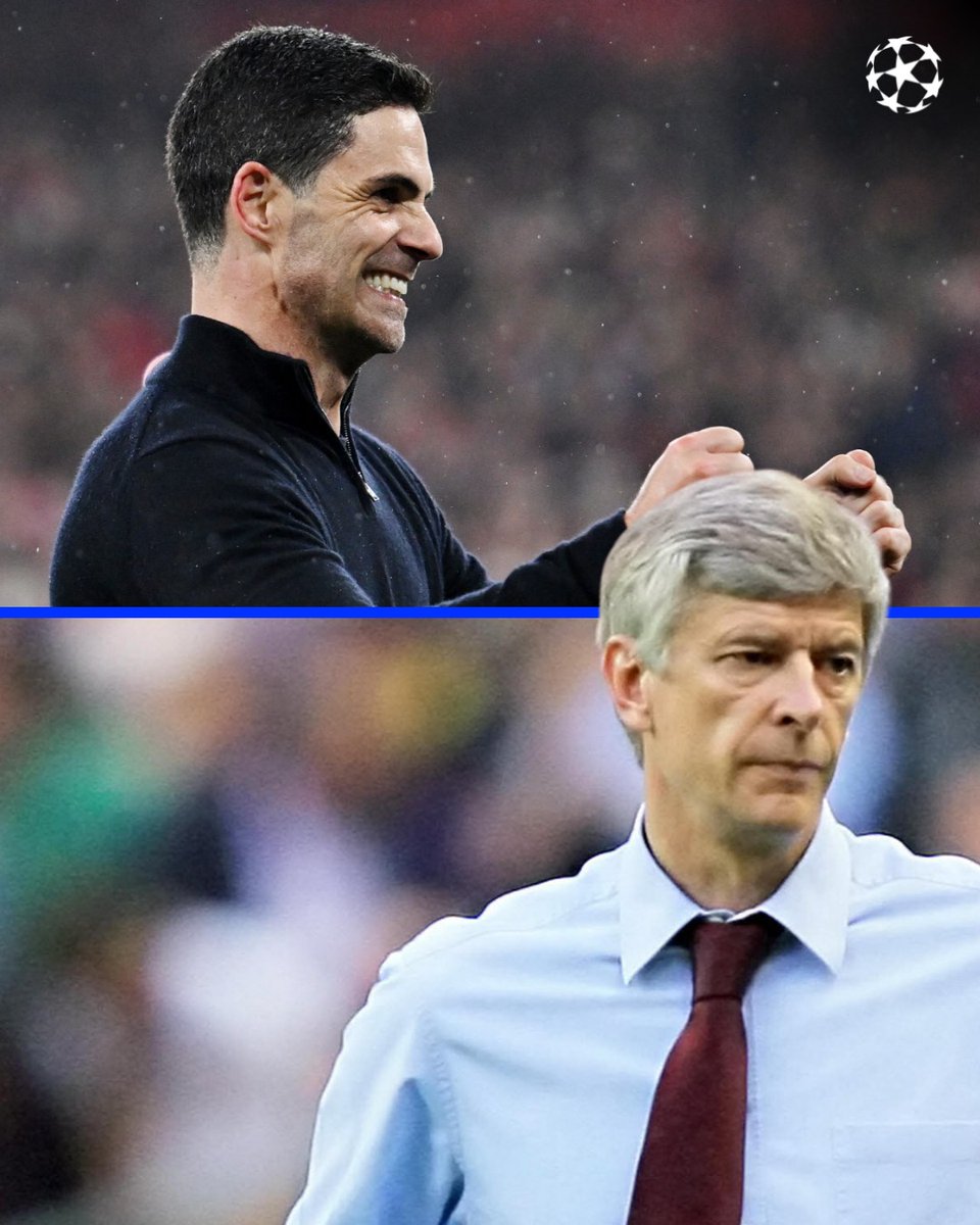 👔 Los dos técnicos en llevar al Arsenal a una final de la Champions League 👏

2⃣0⃣2⃣6⃣ ➡️ 𝗠𝗶𝗸𝗲𝗹 𝗔𝗿𝘁𝗲𝘁𝗮

2⃣0⃣0⃣6⃣ ➡️ 𝗔𝗿𝘀è𝗻𝗲 𝗪𝗲𝗻𝗴𝗲𝗿

#UCL