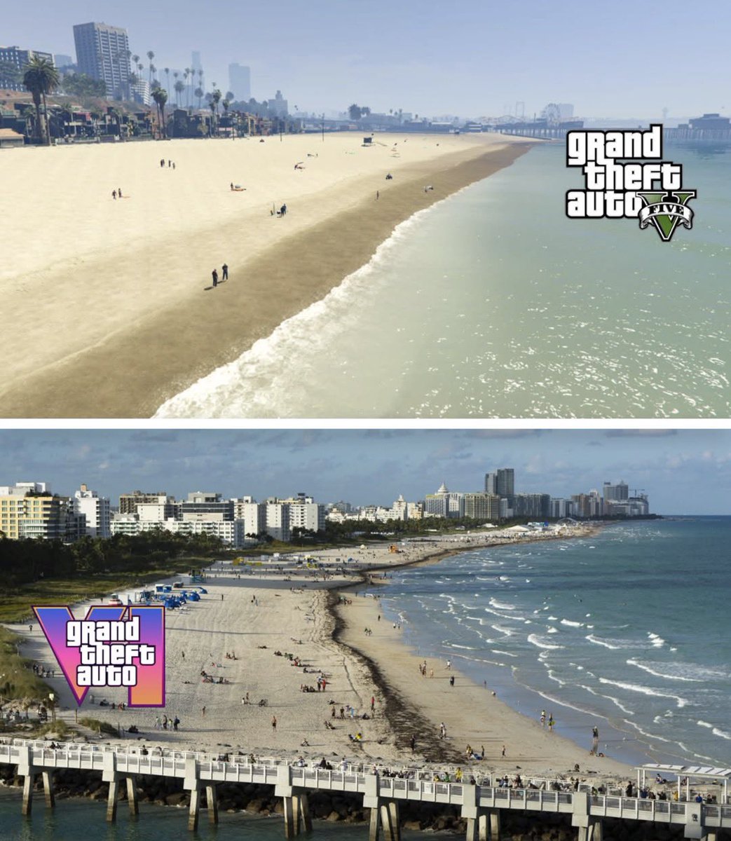TheGTA6Informer's tweet photo. GTA 5 vs GTA 6 🏖️😍 https://t.co/zetECJu7C1