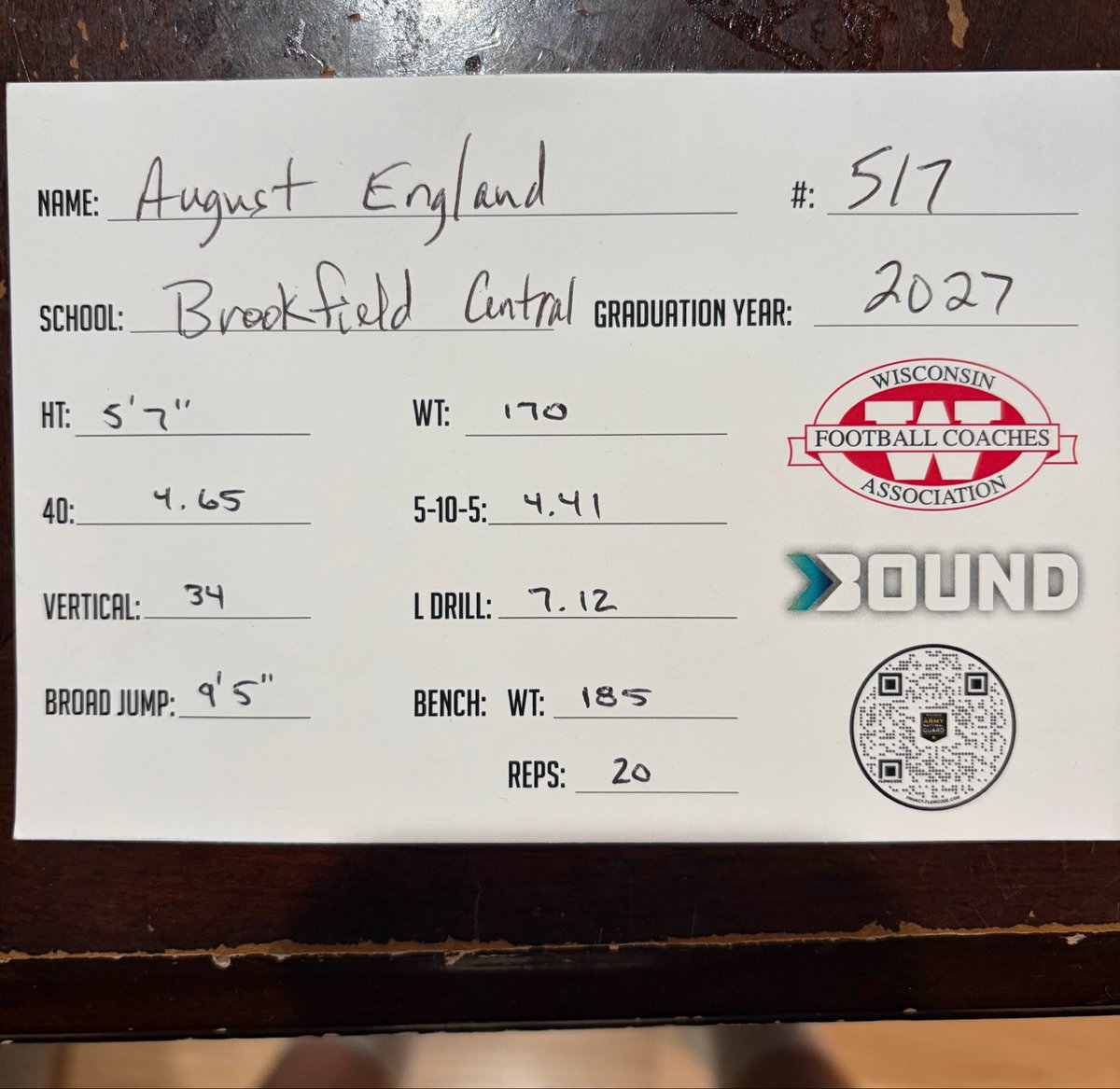 augieengland20's tweet photo. Had a great time competing at the WFCA Combine on Saturday! Very thankful for all those who helped make the event possible as well as all those who have helped me develop up until now. Excited to get back to work and continue to improve leading up until next season!!!

4.2 GPA-31 ACT-425 Squat-295 Bench- 255 Hang Clean- 0.97 fly 10M -
Team Captain 

@Mr_Nellis @CoachIverson @Coachhill_24 
@MJ_NFLDraft @TravisBOUND @Bryan_Ault 
@GVSU_FBRecruits @CoachCooperGVSU @CoachJReardon @TheGrantPerry @CoachJDittman58 @BrandonLabath @CoachHenning75 @CoachJakeIery @AlexKurtzYale @CoachDrewBrady @LU_CoachMac @alex_pallone @DanMettlach @DanMaddenFB @CoachGus90 @Coach_Critt @AnthonyGoreJr @CoachJ_USF @jakob_thut @_CoachWarner @GrantCaserta @CoachLukeOlson @WSU_CoachMiller @CoachMelo90 @CoachVierstra @CoachWick_ @Coach_Bick @CoachSchott_BU @CoachTaylor_OL @DLRunStoppers @CoachKDumas @CoachHarris20 @CoachJHeacock @AndrewMcGlenn @CoachMartin36 @CoachBacon98 @CoachStiff @CoachChaseKing @CoachLeno_UTM @AndrewBementUTC @CoachBodway @coachWarnerRB @coachcdantew