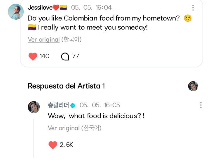 _wjunpimeow_'s tweet photo. SCOUPS LE RESPONDIÓ A UNA CARAT COLOMBIANA... Y NO SOLO ESO, PREGUNTÓ QUE TIPO DE COMIDA ES RICA POR ALLÁ, CARAT LATAM GANANDOOOOOOO 😭😭😭🫶🏻

💎: ¿Te gusta la comida de mi ciudad natal, Colombia? ☺️🇨🇴 ¡De verdad espero poder conocerte algún día!

🍒: ¡Wow! ¿Qué tipo de comida es rica allá?