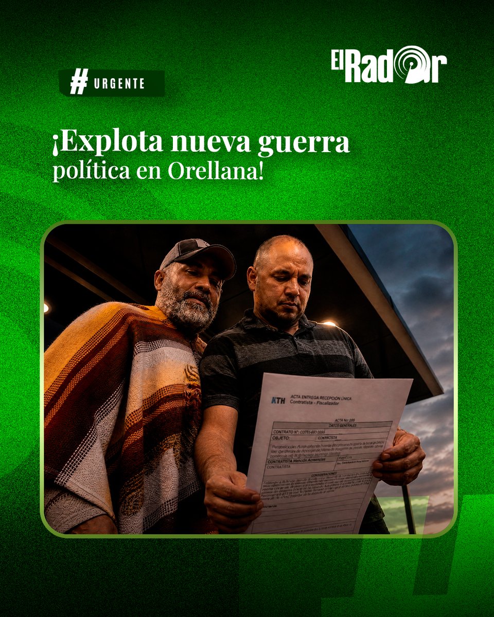 ElradarEC's tweet photo. 🚨 Nueva bomba política en Orellana: contratista denunciado anteriormente por Miguel Murillo ahora acusa al concejal de pedir dinero. Murillo habla de represalia política y anuncia demanda.

#URGENTE #Orellana #Ecuador https://t.co/n238IVbxLA