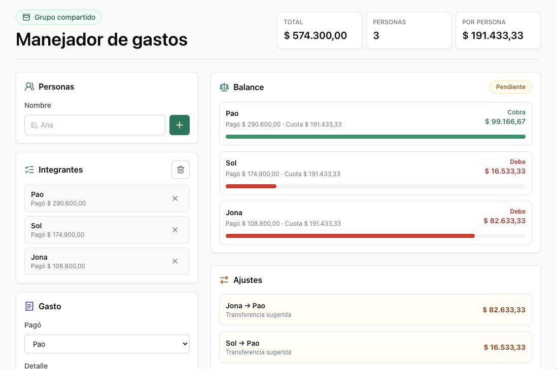 Amo esta realidad paralela que, herramienta que necesito, herramienta que vibecodeo. En esta ocasion un manejador de gastos luego de un viaje con amigos