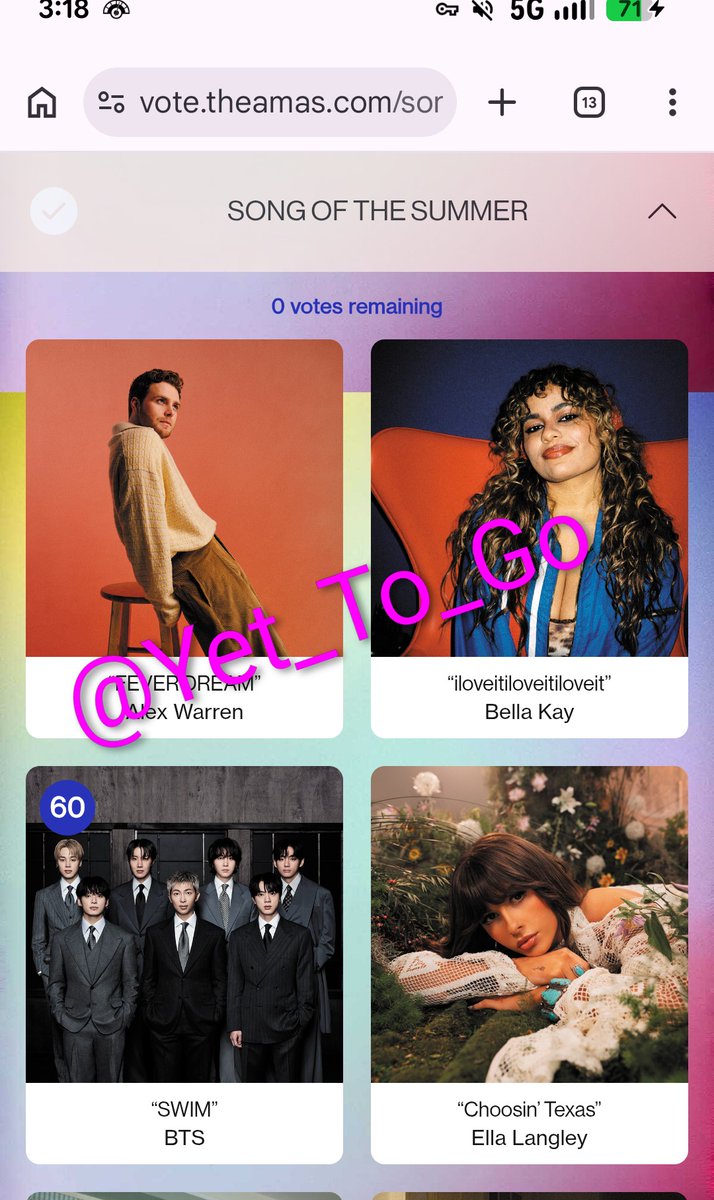 Yet_To_Go's tweet photo. @khoya0997 So satisfying to do the 60 votes lol https://t.co/fNfkAwL82F