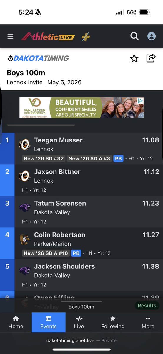 LennoxTandF's tweet photo. A pair of Mussers take home the 100m crowns at the Rich Luther Invite! Bergan Musser breaks her own school record in the girls 100m. Teegan PRs and climbs higher on the Lennox Top Ten! https://t.co/UkvJvcy0Az