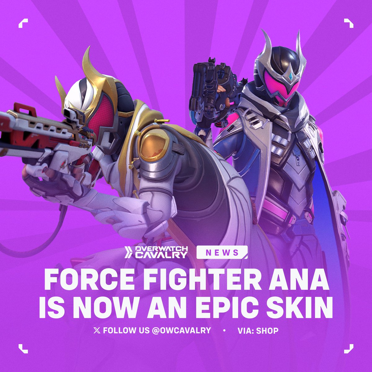 New #Overwatch Skin Rarity Change 🟣

The new 'Force Fighter' Ana skin was initially released as a Legendary despite being a recolor of an Epic skin. Its rarity has since been corrected, and it now costs 1000 Coins.

🧾 Compensation has not been announced.