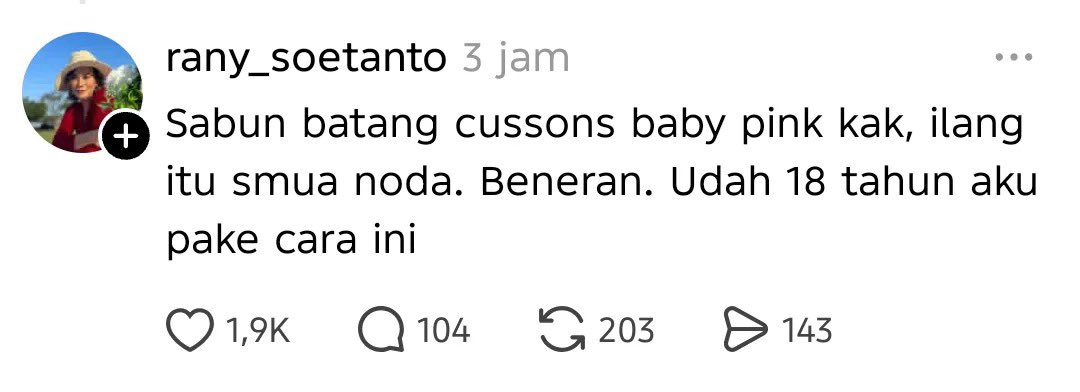 nadaeladela's tweet photo. KATAKU KAMU BAIK BANGET SIH YANG BOCORIN INI 😭
serius, ini hacks ibu-ibu yang keliatannya sepele tapi efeknya ‘lah kok gini doang?’ 💀
selama ini gue tiap ada noda bandel selalu panik + digosok keras, ternyata ada cara yang jauh lebih simpel… https://t.co/i8vwE6hUu9