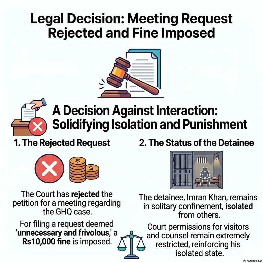 PTIofficial's tweet image. Another shameful decision today by the judiciary in Pakistan which has made a mockery of justice. Instead of holding the military regime of Asim Munir in contempt for denying Imran Khan’s family and his lawyers access, an ATC judge denied the request and imposed a fine on Imran
