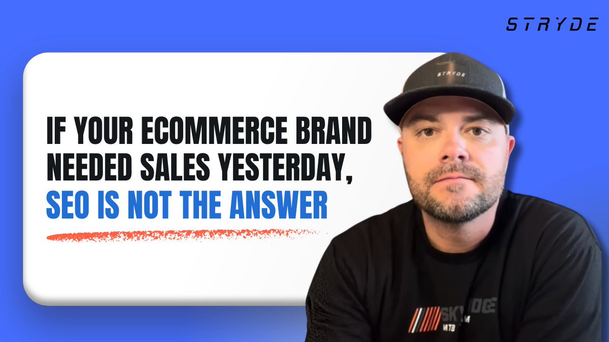 strydedotcom's tweet image. If your ecommerce brand is struggling with cash flow, SEO will not save you.

SEO is a demand generation channel. It builds visibility and authority over time - but over time means months, not days:

👉 youtube.com/shorts/txbTGWq…

#ecommerce #ecommercetips #ecommercemarketing