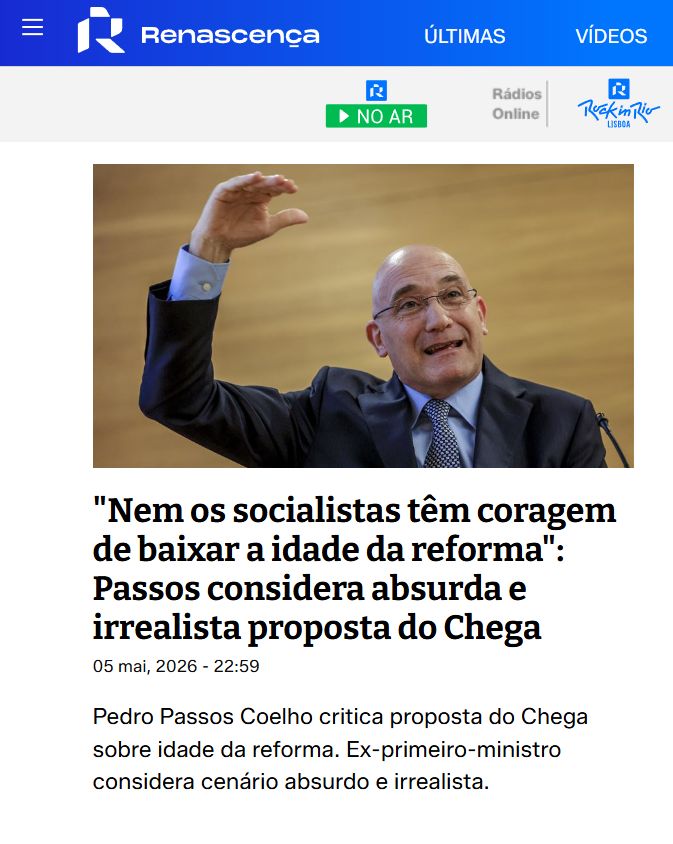 AzevedoAlves's tweet photo. Muito bem Pedro Passos Coelho sobre a demagogia irresponsável do Chega relativamente à idade de reforma. https://t.co/hA3ILDMCz5