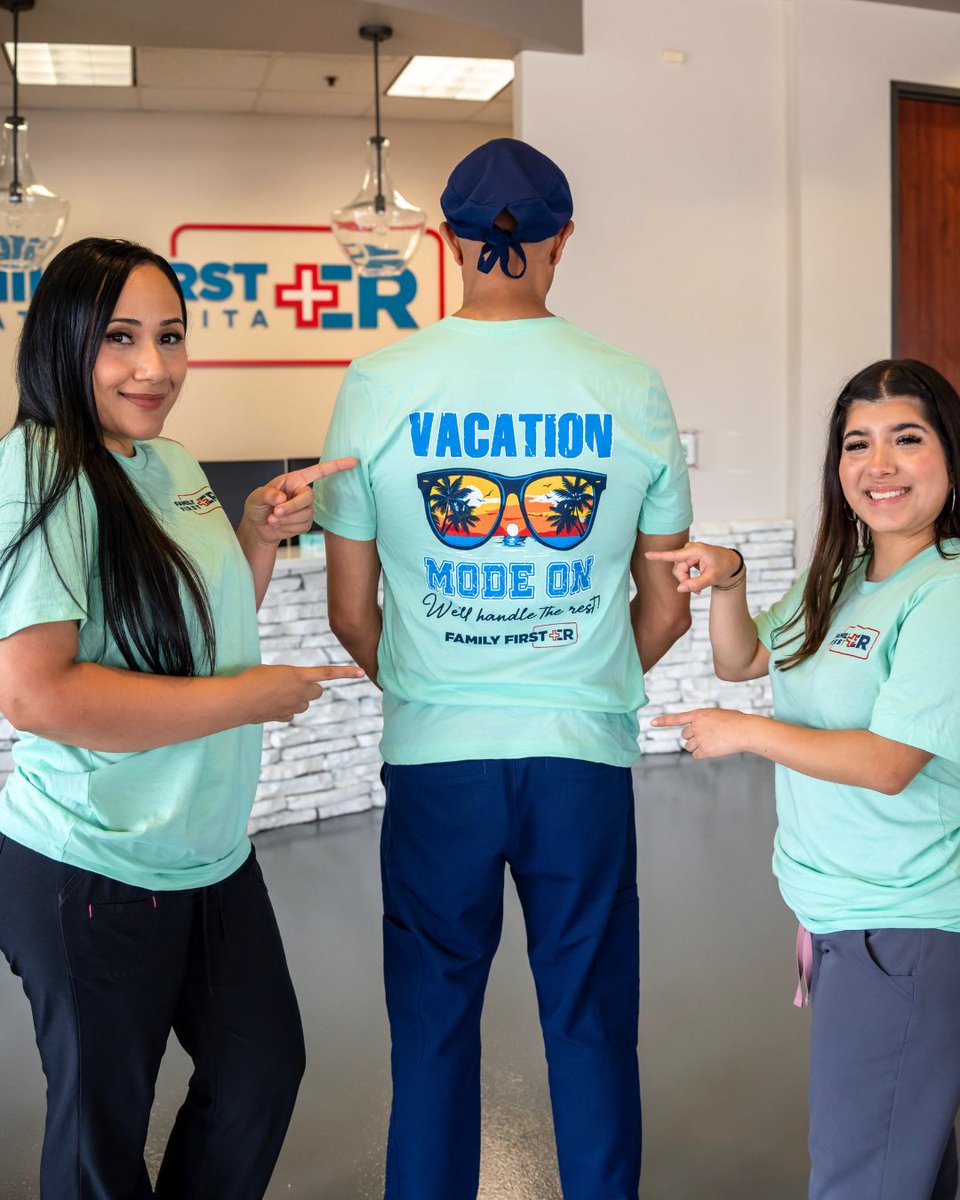 FamilyFirst_ER's tweet photo. Vacation mode ON! 😎🌴

Our new summer tees are here and ready for you to grab! Swing by and take one home while they last.

We love seeing our community repping them out and about! 🩵

#FamilyFirstER #AtascocitaTX #CommunityLove #SummerVibes #HereForYou https://t.co/i77hSZ2YHw
