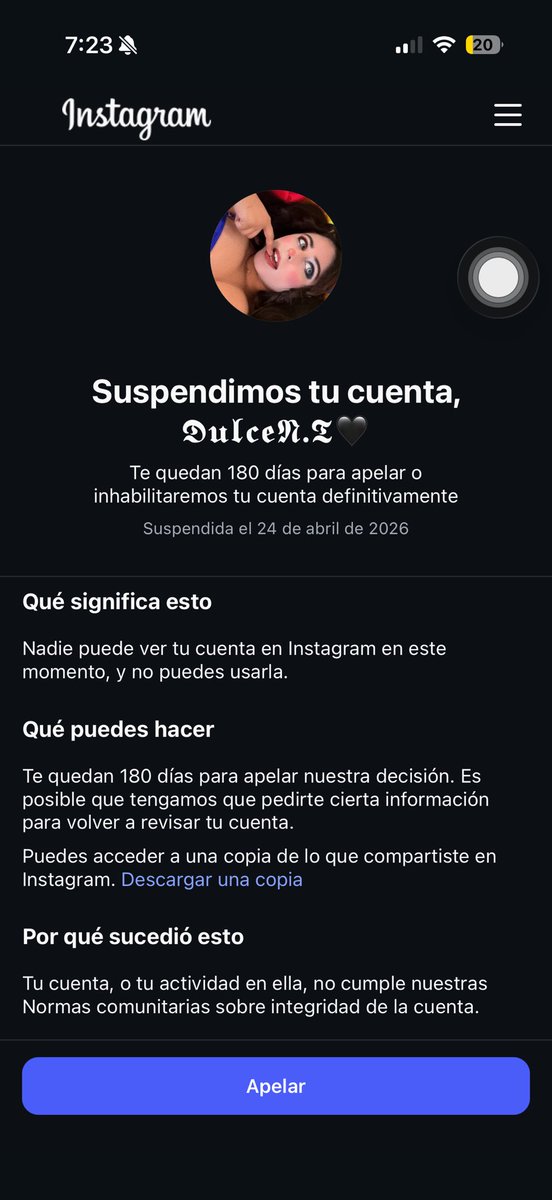 DulceNT_OF's tweet photo. @lissacamila97 @instagram @Meta Igual a mi tenía una cuenta desde el 2012 y no tengo respuesta alguna  y tampoco melas regresaron hice 3 más y las 3 me bajaron 🥲 tenía 7mil seguidores en la principal https://t.co/mO8aDy6wNY