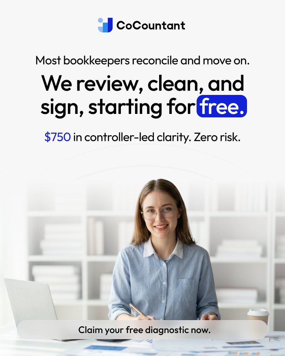 CoCountant's tweet photo. Most bookkeeping stops at reconciliation.

That is not where clarity comes from. It comes from review, correction, and controller-level oversight that ensures your numbers actually reflect reality.

That is why we do more than just reconcile. We review, clean, and sign off so your books are accurate, reliable, and decision-ready.

Start with a free diagnostic and see what your books are missing: https://t.co/2z4eIaDq7h

#Bookkeeping #FinancialClarity #SmallBusinessFinance #AccountingTips #ControllerLed #BusinessFinance #CashFlowManagement #CoCountant