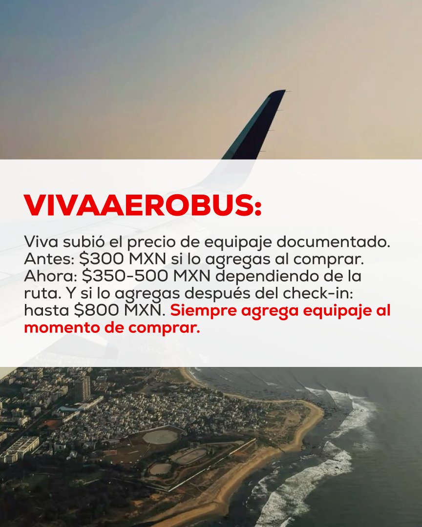 ticket_mx_'s tweet photo. Volaris quitó maleta de mano en tarifa ZERO. Viva subió el equipaje. Aeroméxico creó tarifa "sin nada". Nadie te avisó, ¿verdad? Ahora ya sabes. Link en bio.
#aviación #equipaje #Volaris #VivaAerobus #Aeroméxico #vuelos #viaje https://t.co/0djiDlfYQS