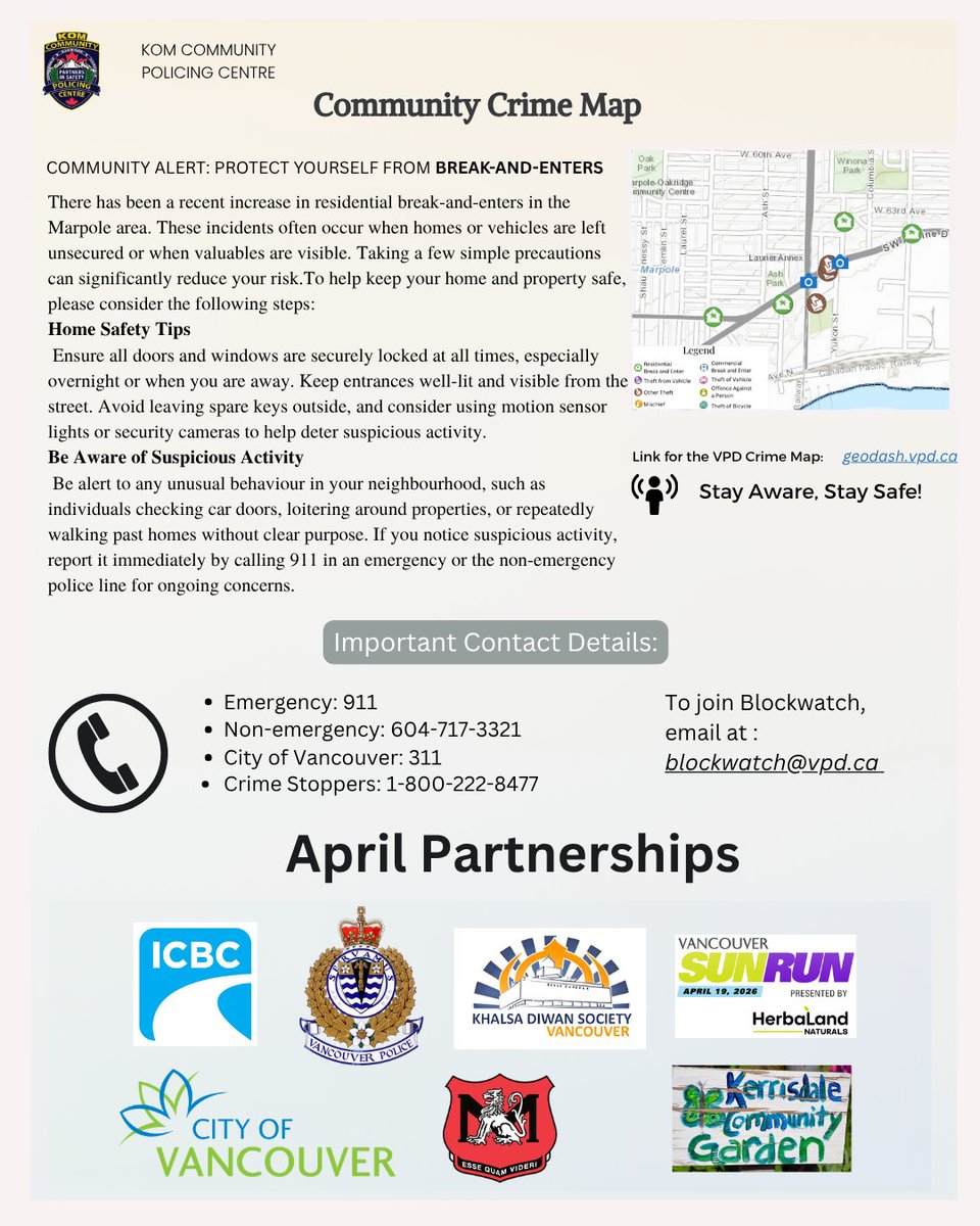 KOMCPC's tweet photo. Newsletter April 2026 👮‍♂️🚔👮‍♀️
🙋‍♀️ Join us: https://t.co/xp4yezSqpI
👉 Subscribe: https://t.co/Zu2XXV4e84
@VancouverPD @VPDRecruiting @Kerrisdale_IM @DunbarVillage @marpolevillage https://t.co/I7h6yXdyjI
