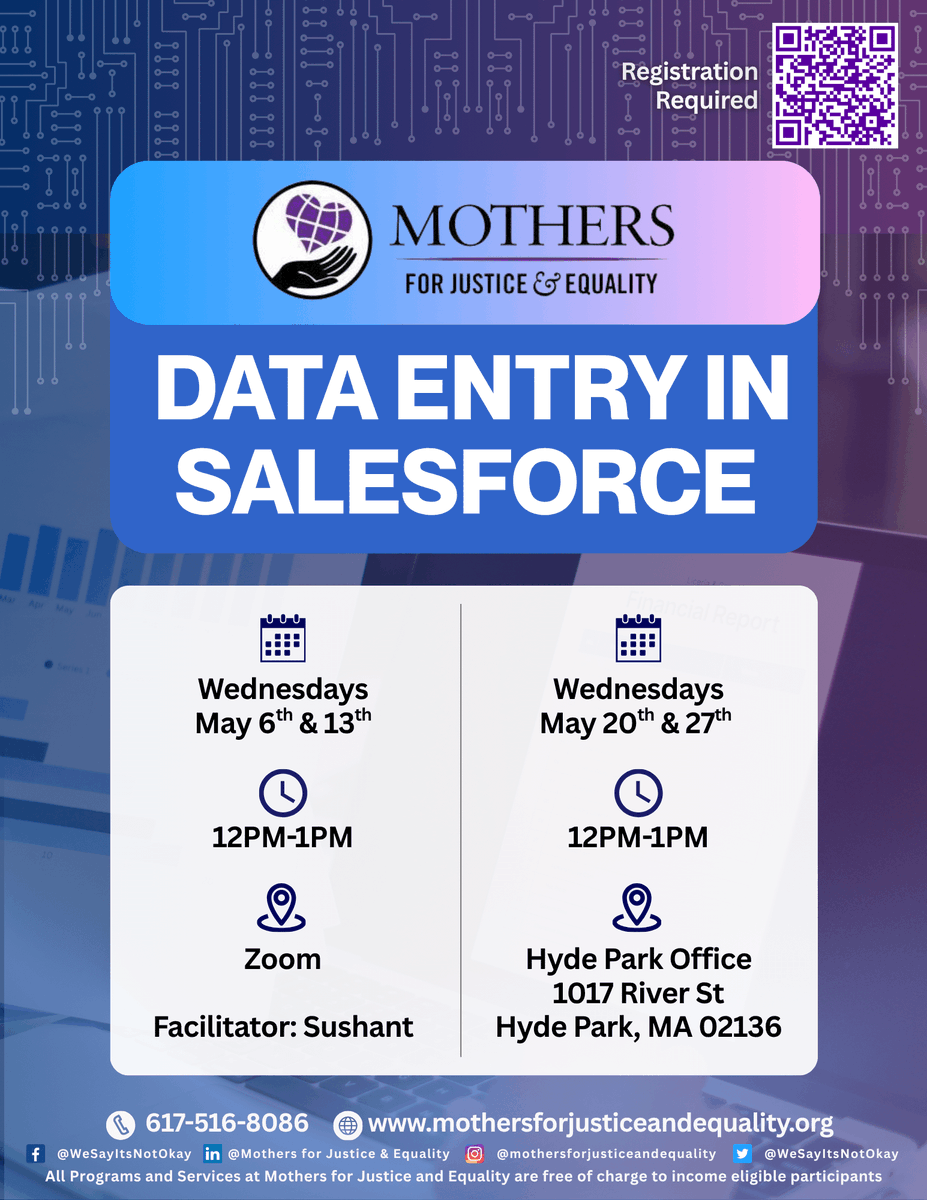 WeSayItsNotOkay's tweet image. 🚀 Our Data Entry Salesforce workshop begins tomorrow!

Register here: mothersforjusticeandequality.org/events/may2026…
  
#SalesforceTraining #DataEntry #CRMSkills #CareerDevelopment #MJEempowerment #TechWorkshops #SkillBuilding #ProfessionalGrowth