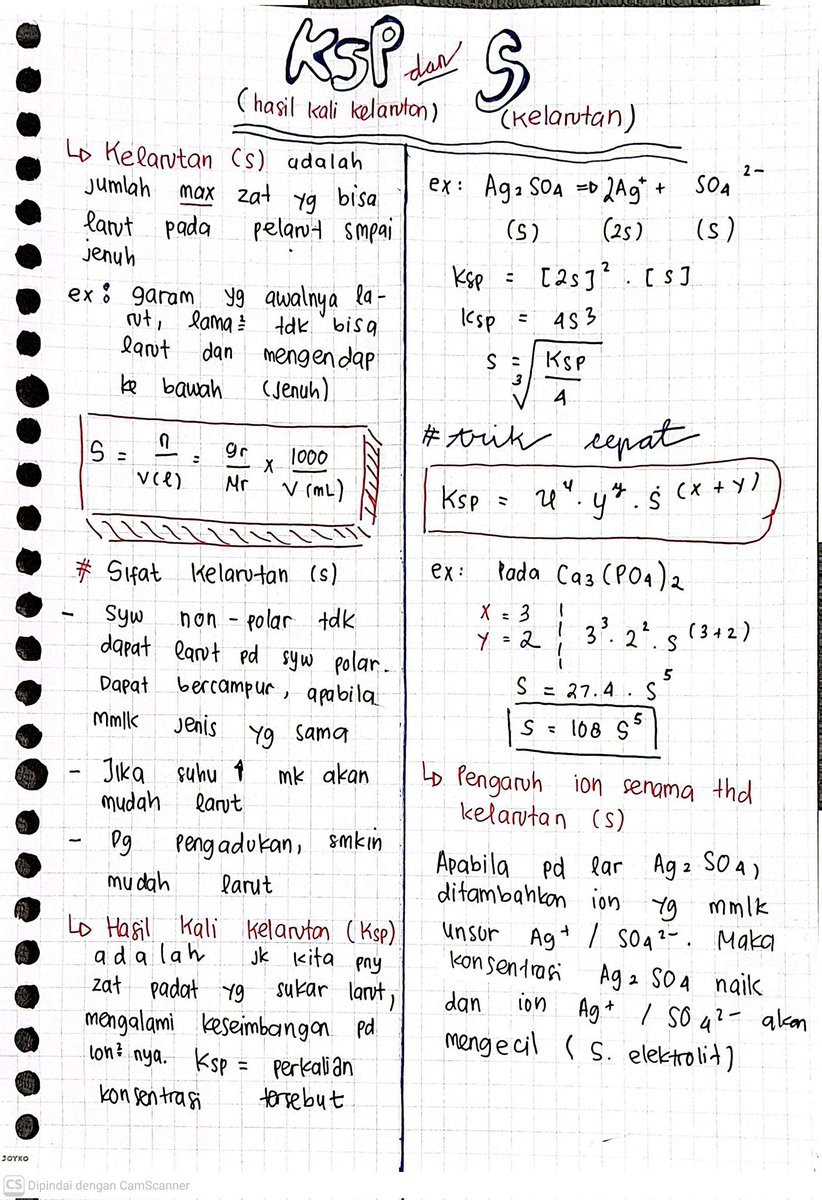 dsyahh2's tweet photo. 💮Hasil Kali Kelarutan (KSP) dan Kelarutan (S)~Materi kimia https://t.co/7FUOBI6wGc