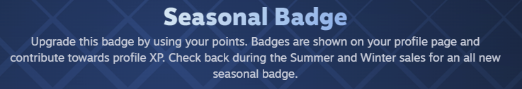 SmallNapkins's tweet photo. @snickerdoodle The best thing is the Seasonal Badges. Badges -> Profile XP. Profile XP -> Higher Level. Higher Level -> More Trading Cards. Trading Cards -> Money 😎 https://t.co/rH0jHvDw06