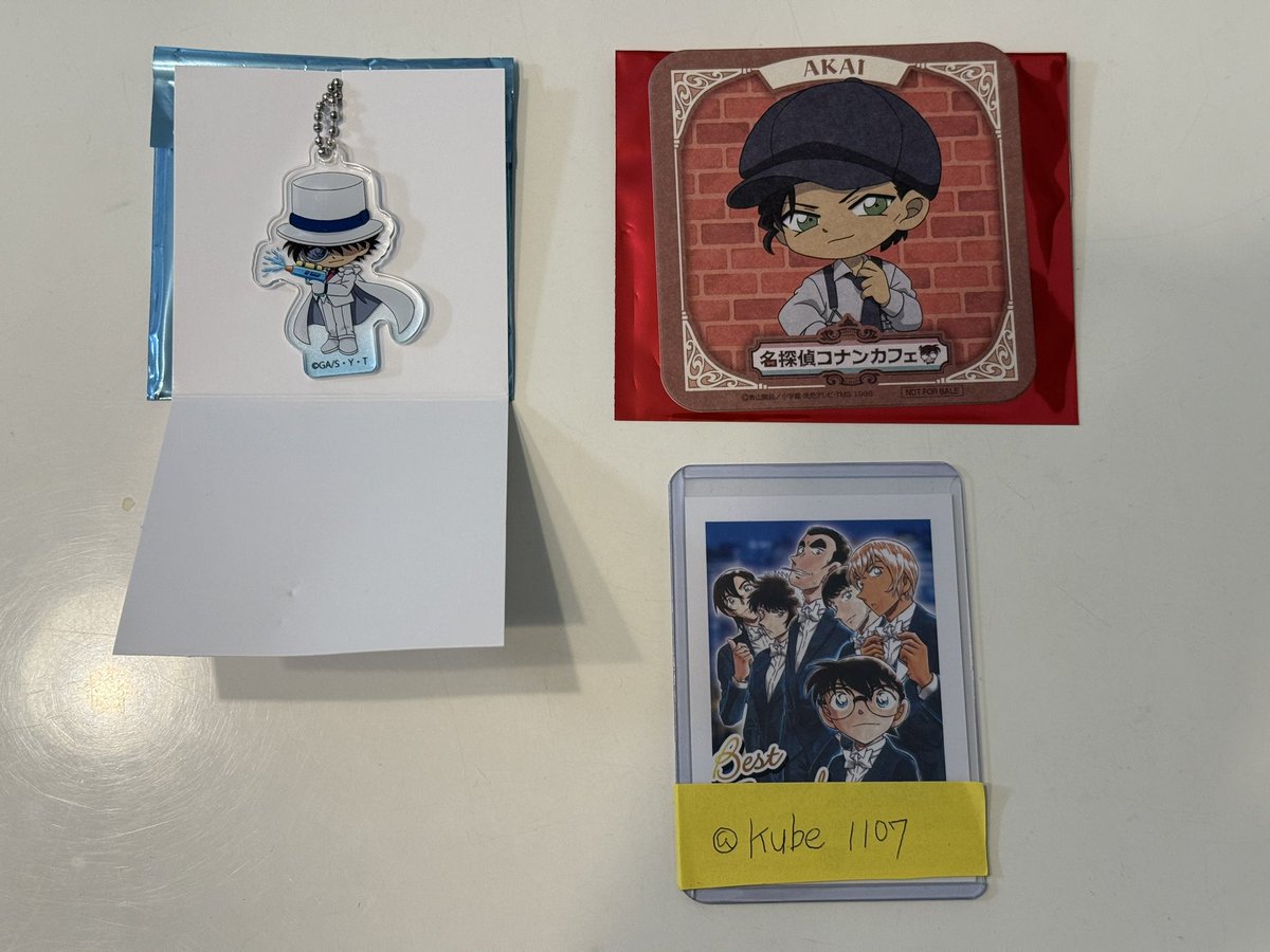 kube1107's tweet photo. 交換
コナンカフェ2026

譲
コースター　赤井
アクキー　キッド

求
コースター　松田
アクキー　松田(マリン〉レトロ)

郵送での交換を希望します。 https://t.co/90Xcrt3blW