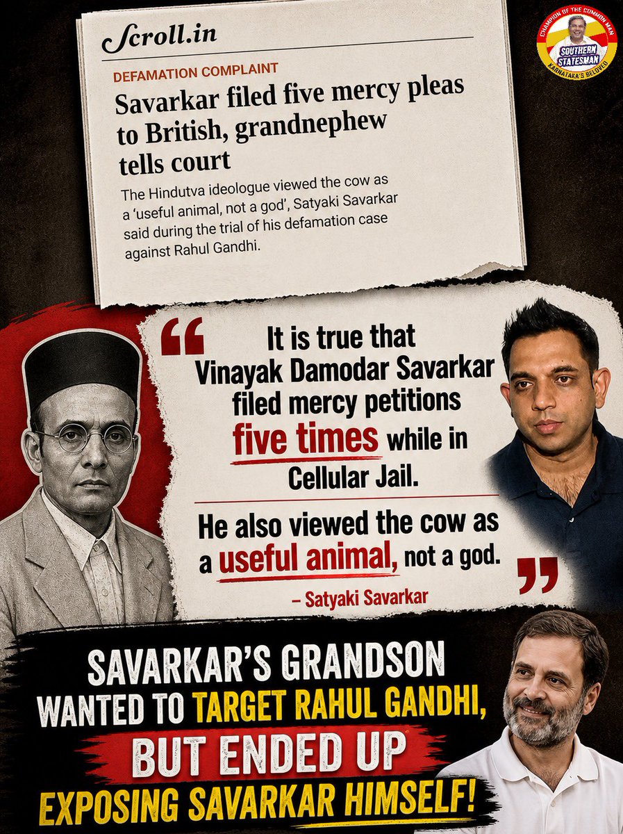 #Savarkar’s own grandson went to court to target #RahulGandhi.

But ended up stating the truth on record.

#VDSavarkar #History