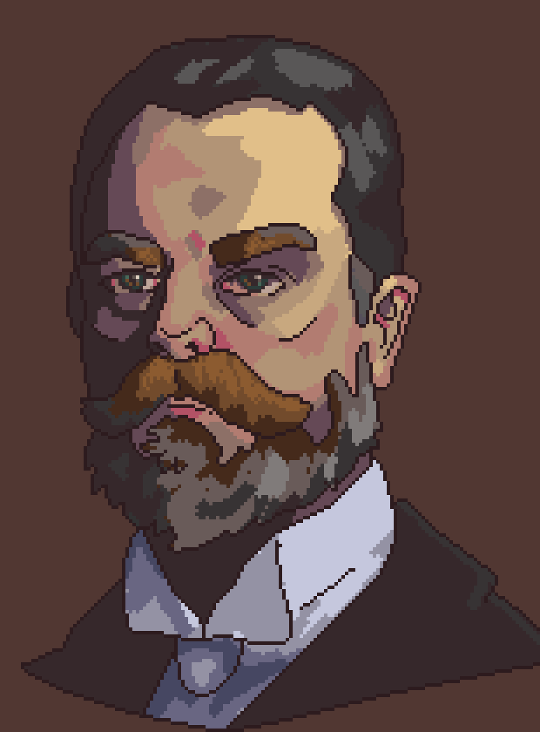 Mstachart's tweet photo. Portrait study in pixel, John Singer; 
155x210px

#pixelart #pixel #painting https://t.co/XsCAbDC9iO