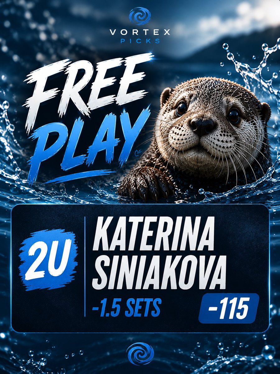 VortexSportsHub's tweet photo. FREE PLAY🦦💸

2U Katerina Siniakova -1.5 Sets -115 https://t.co/TbRAJJSgAK