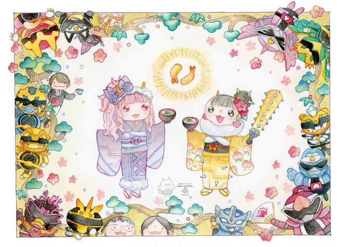 #ゴールデンウィークSNS展覧会2026 透明水彩でまるっこい戦隊を描く人(んちゅ)です 最近は季節のイベント×ドンブラザースを更新中