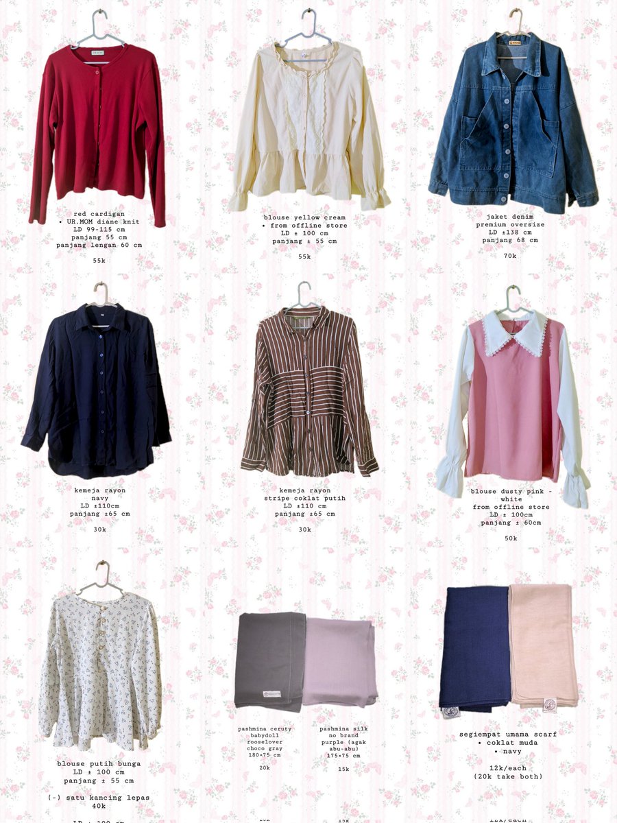 cherisefolio's tweet photo. 👖🎀   wts.  /  want to sell

+  knit cardigan rajut outer
+  blouse 
+  kemeja
+  jaket denim
+  pashmina ceruty &amp; silk
+  segiempat voal umama

—   beberapa boleh nego

🍊  inc.  admin ★ https://t.co/cHizCP2fb3
📍 cod sleman, jogja https://t.co/dOVJ2LJSxb