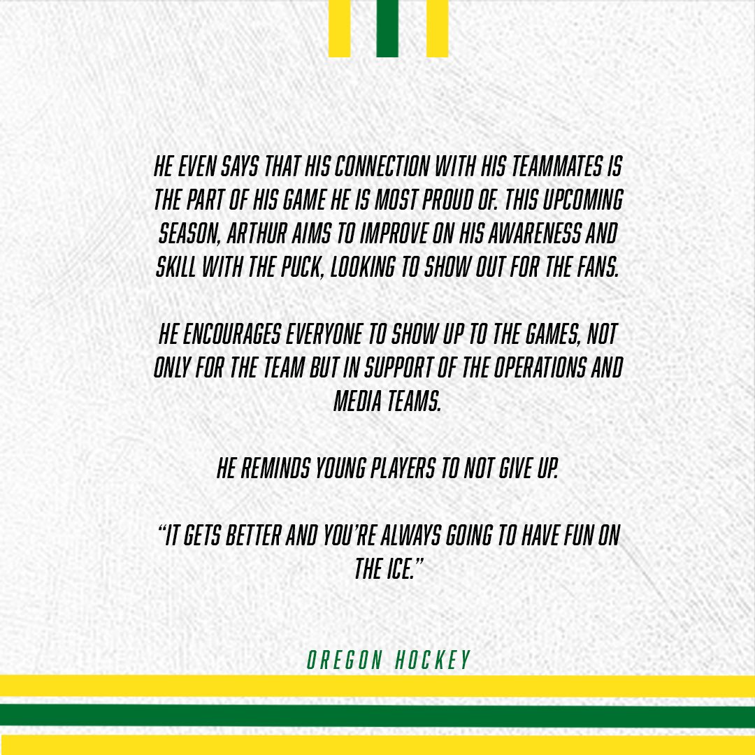 UOHockey's tweet photo. Building a Future:
Arthur’s Journey On and Off the Ice

#GoDucks #UOHockey https://t.co/dYaGqJ8Qkm