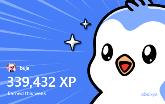 Buja_Quest's tweet photo. 💚 Week 66 Abstract XP +339,432 XP 
@AbstractChain @AbstractAsia 

ㆍRugpull Bakery
ㆍMoG - 1000/1000
ㆍMoody Drops
ㆍWaifu
ㆍTollan tickets 100k & Total Top 50
ㆍGigaverse guild ranking Top 30
ㆍDuper daily check-ins
ㆍMoonship
ㆍCosmo $11
ㆍLaser Party once in a while whenever I think of it

Everyone worked hard this week 💚
And I finally reached Diamond 2 tier💎💎
I thought you had to pass 2 million to become Tier 2, but I guess not! Hahaha.

let's goooo Obsidian.

@pudgypenguins (50%) and Graduated Elite Chad (25%)+och nft (20%) +Daily Upvoter(5%)