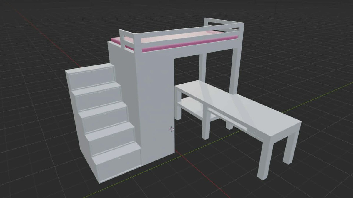 Been busy making a model for a custom loft bed 😅💗 Hopefully it gets approved for making irl ✨ #blender #3dmodelling