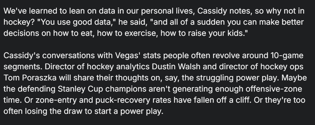 NHL_Sid's tweet photo. The more I dig into Bruce Cassidy, the more I like him.

Here are some of his thoughts on analytics from a couple years back. Very insightful. https://t.co/QCXD89VrD0