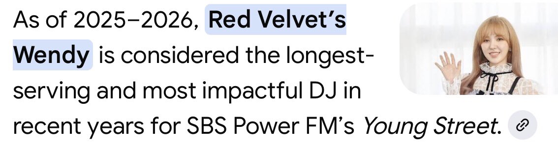 WENDY is considered the longest-serving and most impactful DJ in recent years for SBS Power FM’s Young Street ☺️