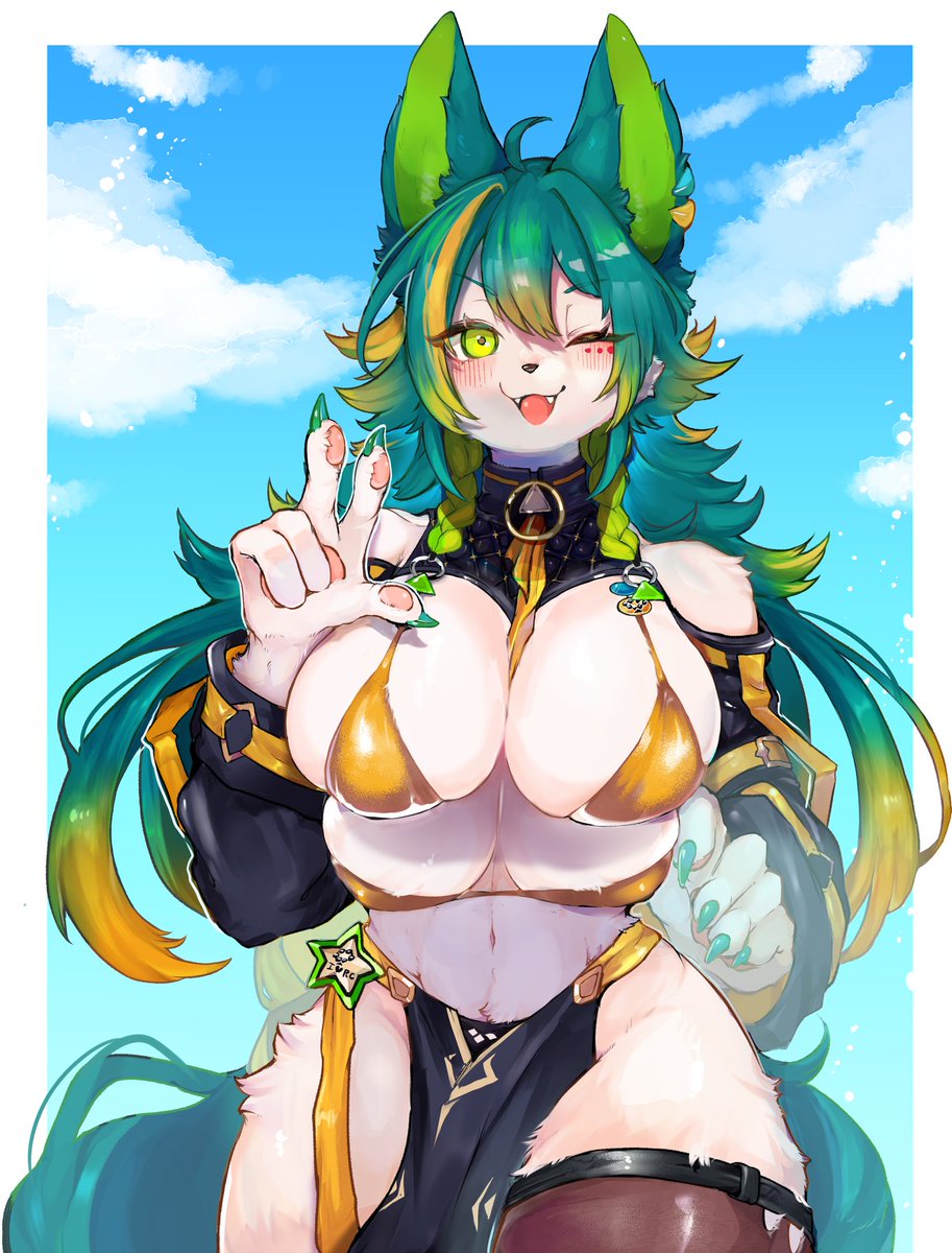 amagamishinia's tweet photo. GW最終日！！楽しんでる？🐾👙💚
#5月のVTuberフォロー祭り‍ https://t.co/ppqbnjuqF8
