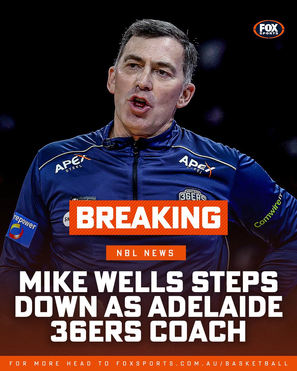 FoxBasketball's tweet photo. 🚨 BREAKING: Mike Wells has stepped down as Adelaide 36ers head coach, ending a two-year run that saw the club return to title contention and push the Sydney Kings to a Game 5 OT thriller in NBL26.

Full story: https://t.co/Js84kqBb9P

#NBL #NBL27 https://t.co/XYfiFpAahU