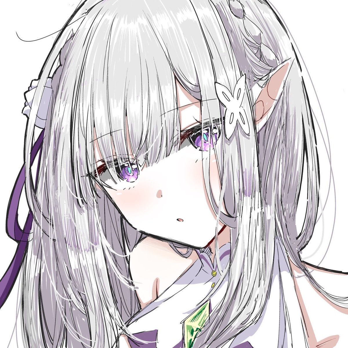 kuzumottu's tweet photo. 兼ねてしまいますが、500人、600人、700人登録記念イラストのエミリアたんです！本当にありがとうございます🙇‍ https://t.co/Cp3gOVybQq