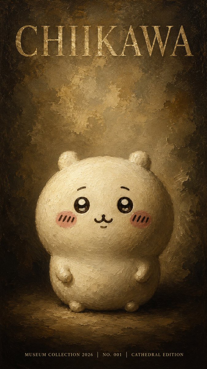 AIGCLabb's tweet image. 萌物古典风格海报
核心思路：萌物 + 古典肖像厚涂油画。
制造反差:极简、扁平的形象 + 古典厚涂技法的纹理。
用古典油画特有的颜料层叠厚重感和干裂的岁月感，产生出一种类似历史文物的荒诞与严肃感。

#images #提示词分享 #吉伊卡哇 #古典油画 #海报设计