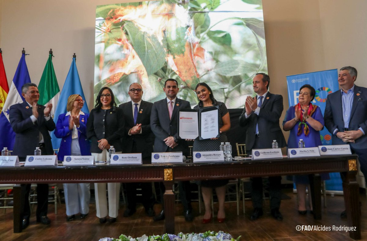 El presidente del <a href="/hn_congreso/">Congreso Nacional de Honduras</a> de #Honduras, <a href="/TommyZambranoM/">Tommy Zambrano</a> con diputados, ministros y los embajadores de #España y #Mexico firmaron el Pacto #AlimentaciónPrimero, con la presencia del Subdirector General <a href="/FAOAmericasADG/">Rene Orellana Halkyer</a>, Rene Orellana Halkyer, como testigo de honor.