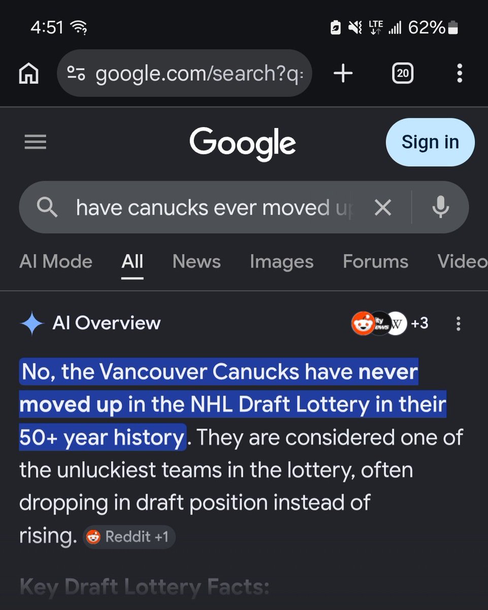 Buellerstyles's tweet photo. I had to confirm with A.I. Yes, Canucks have the worst luck in the entire NHL. https://t.co/iSa8NpWN2d