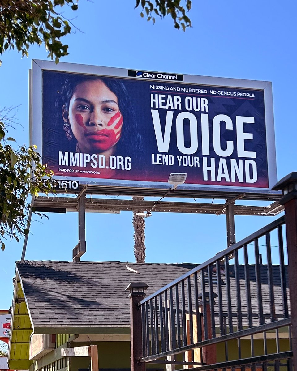 LOMAMedia_SD's tweet photo. Today on National MMIP Awareness Day, we stand with MMIP San Diego. It’s grown from 4 founding Tribes to 9 Tribal members + Strong-Hearted Native Women’s Coalition.

Look for MMIP billboards across San Diego County and learn more at https://t.co/fygSoZpqv1.

#MMIPAwarenessDay https://t.co/AVQJ7XYTLD