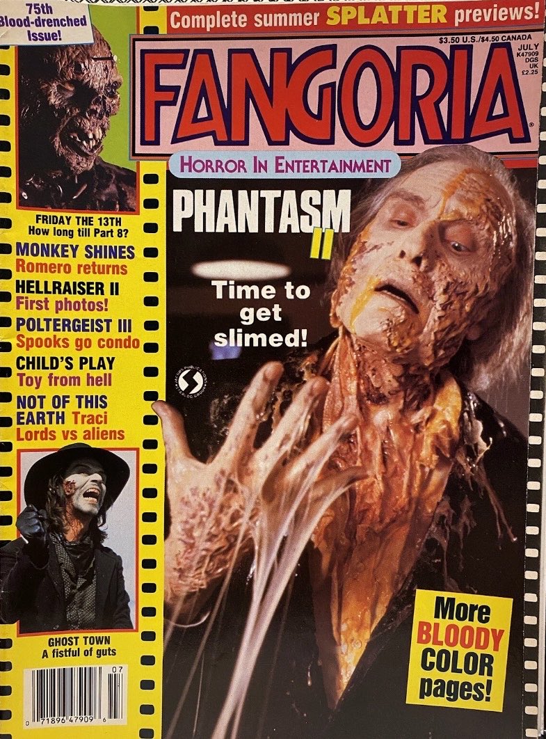 ClassicHBOGuide's tweet image. May 1990 @HBO - the solid sequel: PHANTASM II - newspaper ad, press book page, @FANGORIA cover #1980s #horror @DonCoscarelli