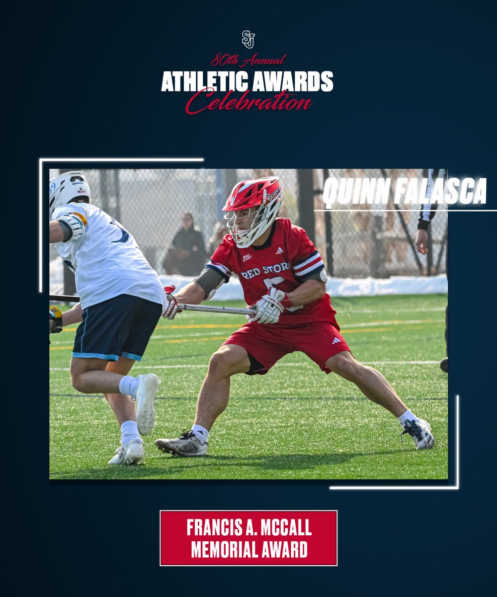 StJohnsLax's tweet photo. Hats off to Quinn Falasca on taking home the Francis A. McCall Memorial Award 👏👏

Congrats on the standout achievement Quinn!!

#RedStorm https://t.co/4GwIJlB0Ht