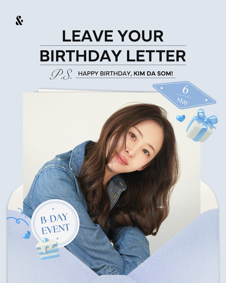 hiand_official's tweet photo. [KIM DA SOM EVENT]
HAPPY BIRTHDAY KIM DA SOM!🎂
5월 6일, 김다솜 배우의 생일을 함께 축하해주세요!

김다솜 라운지에 방문해 배우와 나만 볼 수 있는 
비밀 편지를 남겨보세요.
여러분의 축하 편지가 김다솜 배우에게 전달됩니다!

생일 축하 편지를 남겨주신 모든 분께는
김다솜 배우가 직접 전하는 음성 메시지 드립니다🥳
🔗https://t.co/unPaC7Y23P

📢  이벤트 기간
2026.05.06 11:00 ~ 2026.05.12 23:59 (KST)
📢  리워드
김다솜의 음성 메시지 (참여자 전원)
📢 리워드 지급일
2026.05.19 11:00 (KST)

#김다솜 #KimDaSom
#하이앤드 #HIAND
