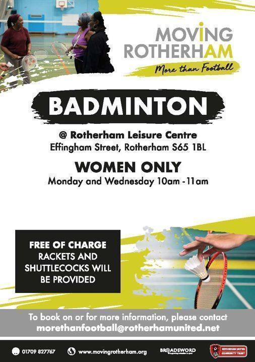 Stag_RosePPG's tweet image. #wednesday #wellbeing #FREE

🏸Women only #badminton 🏸 Rotherham Leisure Complex

@RUFC_CT 

Moving Rotherham - MORE THAN FOOTBALL

#WomensHealth Booking details below