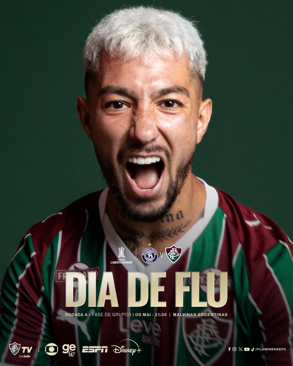 🎵 VAAAMMMOOOSSSS, TRICOLORES 🎵

É #DIADEFLU DECISIVO! TODAS AS ENERGIAS PARA O ESTÁDIO MALVINAS ARGENTINAS! 

HOJE, ÀS 21H30, O #TIMEDEGUERREIROS ENFRENTA O INDEPENDIENTE RIVADAVIA-ARG, PELA CONMEBOL LIBERTADORES!

PRA CIMA, FLUZÃO!